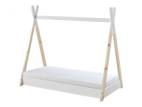 Vipack Blanc Lit Tipi - /Naturel - Avec Matelas 140 - Image 2
