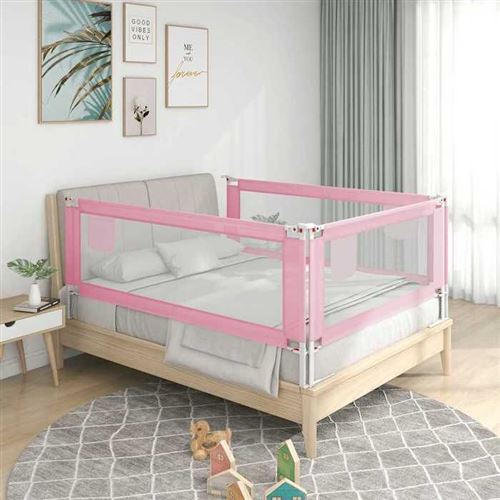 vidaXL Barrière de sécurité de lit d'enfant Rose 150x25 cm Tissu10202