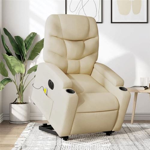 Non Communiqué Beige Vidaxl Fauteuil De Relaxation, Massage, Inclinable Électrique Réglable Tissu Crème