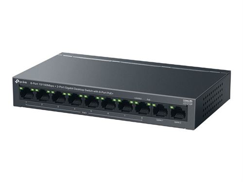 Tp-Link Litewave Ls1210P V1 - Commutateur - 8 X 10/100 (Poe+) + 2 X 10/100/1000 - De Bureau, Fixation Murale - Poe+ (96 W)