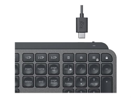 Logitech MX Keys - Clavier - rétroéclairé - Bluetooth, 2.4 GHz - Pan Nordic - graphite