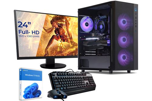 Sedatech Pack PC Gaming • AMD Ryzen 5 5600G • GTX 1050Ti • 16 Go RAM • 500Go SSD M.2 • Windows • Moniteur 23.6