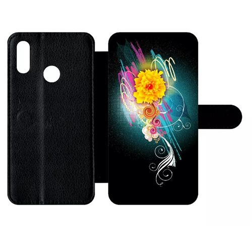 Etui My-Kase pour P smart 2019 - flower vector designs - Simili-cuir Noir