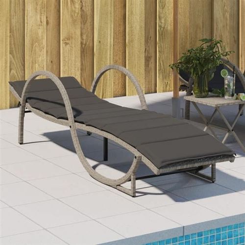 VidaXL - Chaise longue rotin synthétique, One Size, Gris