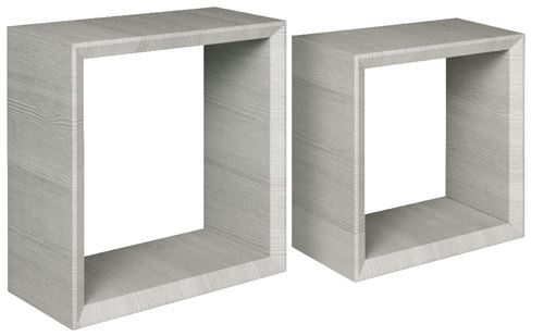 HOMEMANIA Étagère Ginevra - Chêne Gris - 35 x 35 x 15,5/ 30 x 30 x 15,5 cm