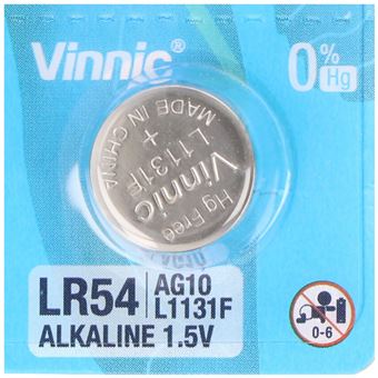 Vinnic - Pile Alcaline G10 / AG10 / 189 / LR1130 / LR54 10 pièces.
