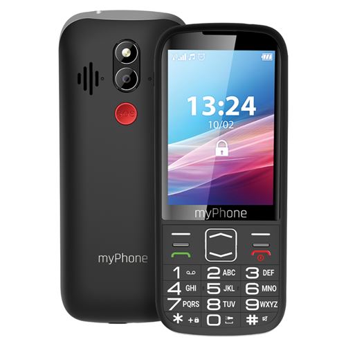 Téléphone à touches 4G LTE Grand écran SOS Radio FM Autonomie 14j myPhone Noir