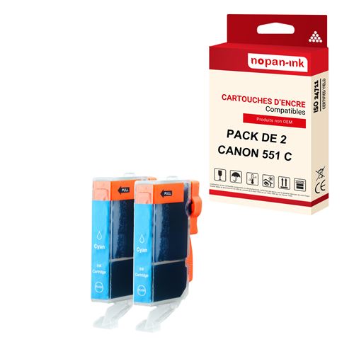 NOPAN-INK - x2 Cartouche compatible pour CANON 551 XL 551XL Cyan ()