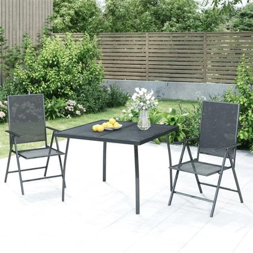VIDAXL - Ensemble de Jardin - Table et 2 Chaises - 3 Pièces - Anthracite - Image 2