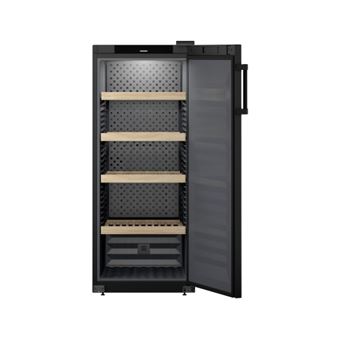 Cave a vin de vieillissement GrandCru,166 bouteilles type Bordeaux, hauteur 148cm, largeur 60cm. Porte pleine, 4 clayettes en bois, affichage tactile digital en facade.