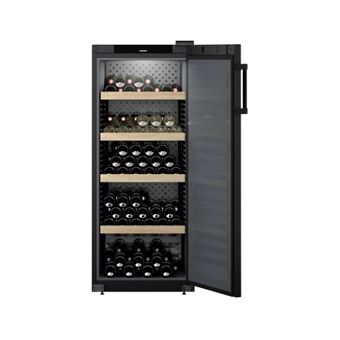 Cave a vin de vieillissement GrandCru,166 bouteilles type Bordeaux, hauteur 148cm, largeur 60cm. Porte pleine, 4 clayettes en bois, affichage tactile digital en facade.