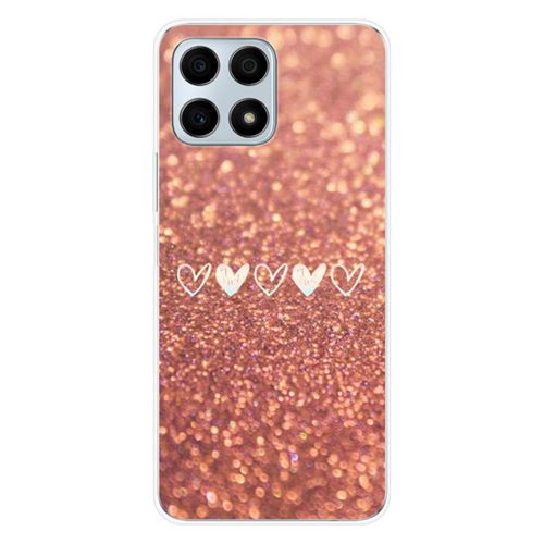 Coque en silicone imprimée compatible Huawei Honor X8A Paillettes coeur