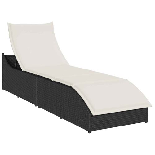 Vidaxl Noir Chaise Longue Pliante Coussin Et Rangement Résine Tressée - Image 2
