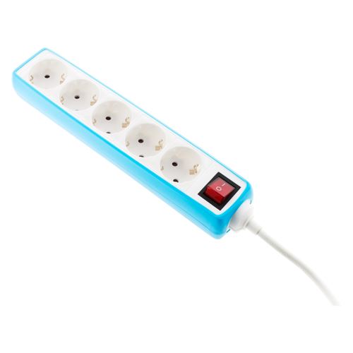 Non Communiqué Bleu Zenitech - Multiprise 5 Prises Schuko 16A + Interrupteur