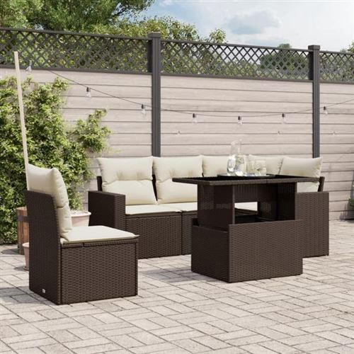 Non Communiqué Marron Salon De Jardin Modulable Vidaxl 6 Pieces Rotin 62 X 62 X 69 Cm