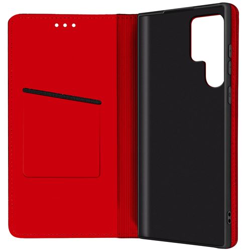 Étui pour Samsung Galaxy S22 Ultra Cuir Porte-carte Forcell Smart Pro Leather Carmin