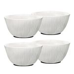 Lot de 4 saladier rond, bol de service en verre opale - Diamètre 23 cm -JUANIO-