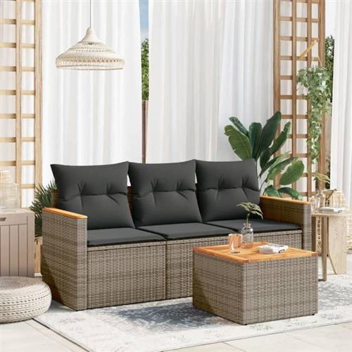 Non Communiqué Gris Vidaxl Salon De Jardin Avec Coussins 4 Pcs, Canapés De Terrasse, Ensemble De Meubles De Patio, Mobilier D'extérieur, 3258168