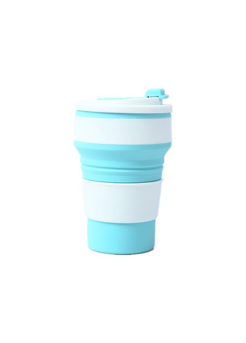 Tasse à Eau Pliante Portable en Silicone Pliable 350ML Blanc/Bleu