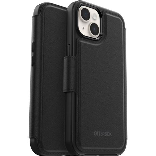 OtterBox - Boîtier de protection étui à rabat pour téléphone portable - compatible MagSafe - cuir synthétique aimant - noir ombré - pour Apple iPhone 14 Plus