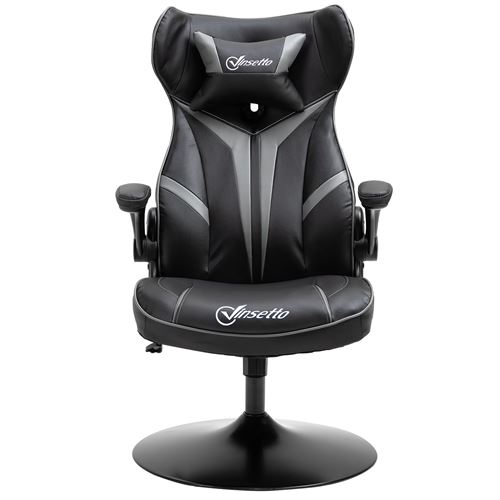 Fauteuil gaming r&eacute;glable t&eacute;ti&egrave;re accoudoirs relevables m&eacute;tal PVC