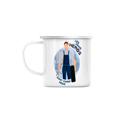 Mug en métal émaillé Les vrais héros - mécanicien