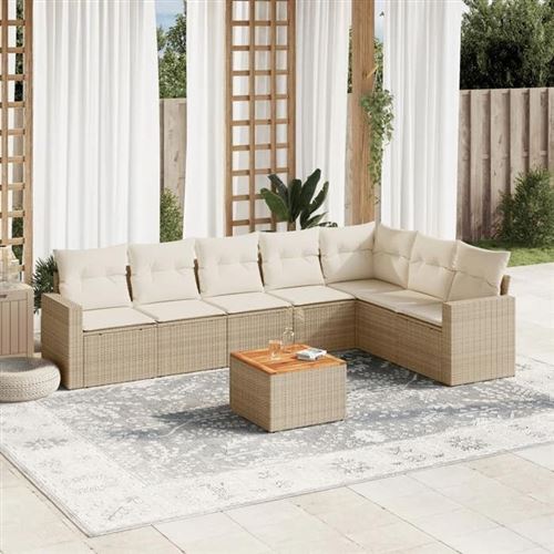 Non Communiqué Beige Salon De Jardin Modulable Vidaxl Resine Tressee 7 Personnes 8 Pieces 62 X 65.5 X 69 Cm