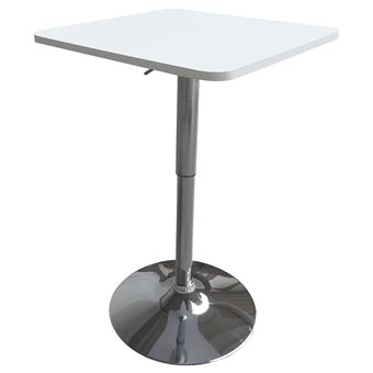 Table de bar carrée blanche et chrome LUKE - 1