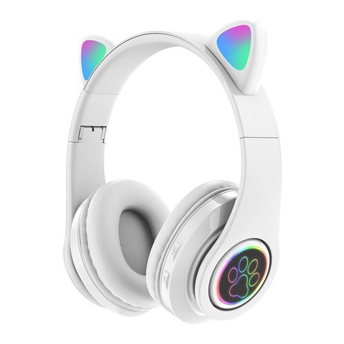 GENERIQUE - Casque Bluetooth - Sans Fil - Pliable - Oreilles de Chat - Blanc - Image 2