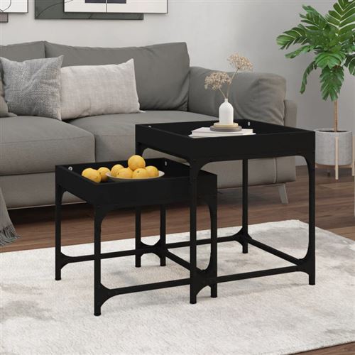 Vidaxl Noir Tables D'appoint (2 Pcs) - Image 3