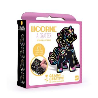 Kit Graine Créative 4 cartes à gratter 3D licorne