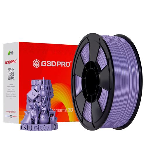 G3D PRO® Filament PLA SILK GLOSSY Violet Lavande pour imprimante 3D, 1,75 mm, Bobine de 1 Kg, Précision dimensionnelle ± 0.03mm Lilas bleu - RAL 4005