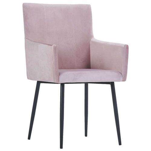 aises de salle à manger avec accoudoirs 2 pcs Rose Velours