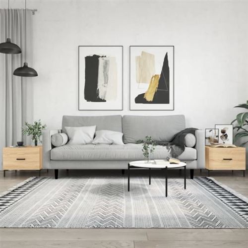 VIDAXL - Table basse - Lot de 2 - Chêne Sonoma - 50x50x40 cm - Image 2