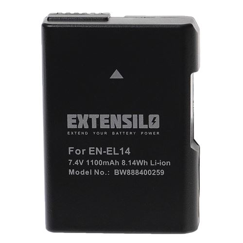 EXTENSILO Batterie compatible avec Nikon Coolpix P7800 appareil photo, reflex numérique (1100mAh, 7,4V, Li-ion) avec puce d information