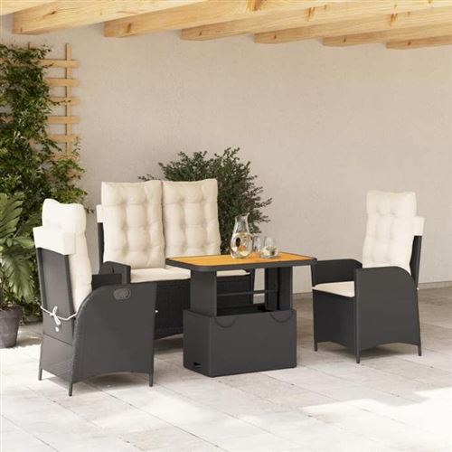 Non Communiqué Noir Vidaxl Ensemble À Manger De Jardin Avec Coussins 4 Pcs, Table De Terrasse, Meubles De Patio, Mobilier D'extérieur, 3277443