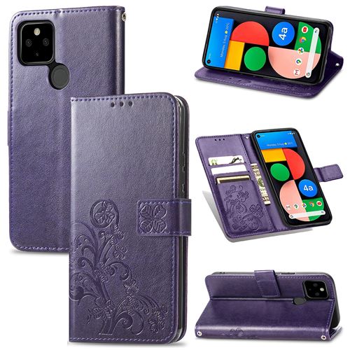 MPFRANCE Housse pour Google Pixel 5A Violet [Fleur de Lys]