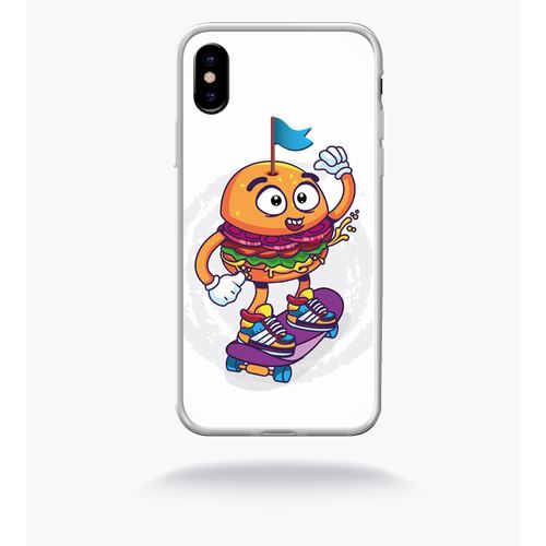 Coque Burger Fond Oblanc Compatible Apple Iphone X Bord Transparent