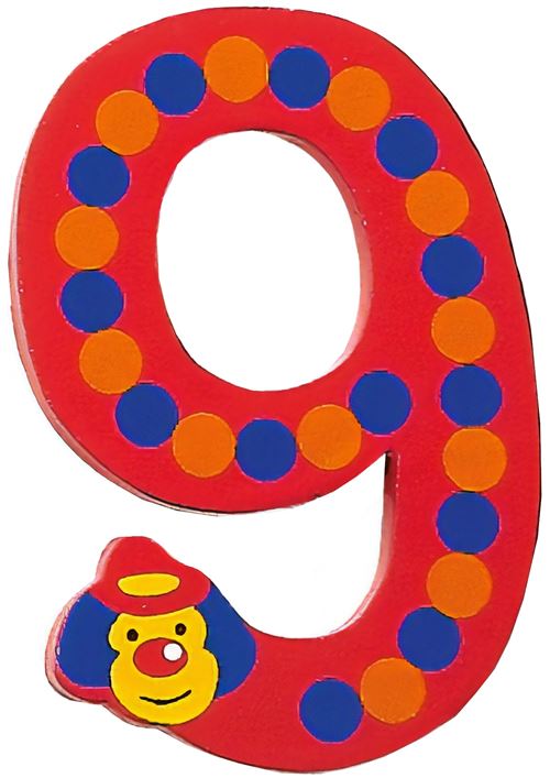 Small Foot chiffre 9 Bois de clown 8 cm