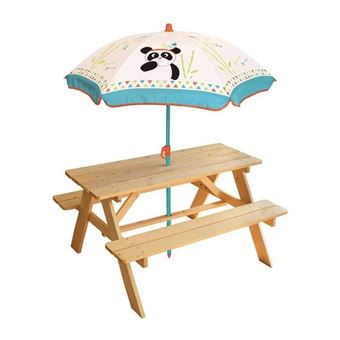 FUN HOUSE 713144 INDIAN PANDA Table pique-nique en bois avec parasol pour enfant - 1