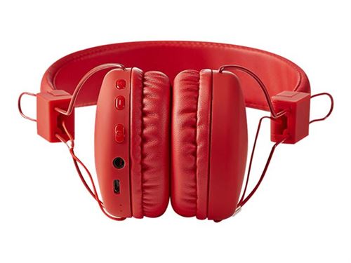 Nedis HPBT1100RD - Koptelefoon met micro - op oor - Bluetooth - draadloos - 3,5 mm-stekker - rood