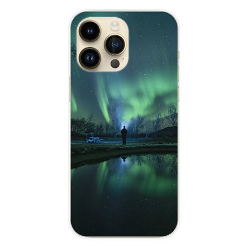 Coque en silicone imprimée compatible Apple iPhone 15 Pro Max Aurores Boréales