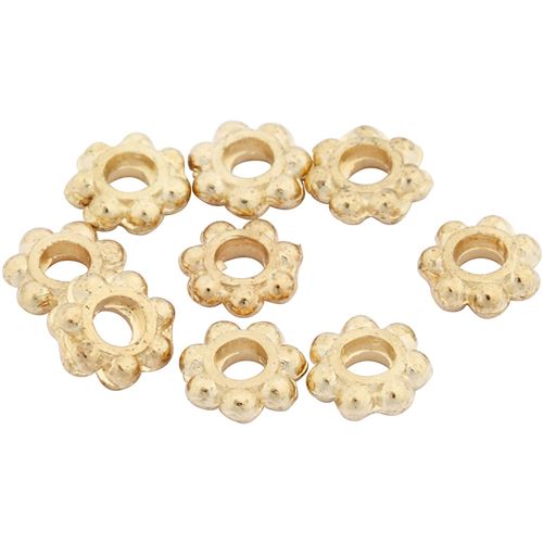 Creotime perles en forme de fleur 6 mm plaquées or 100 pièces