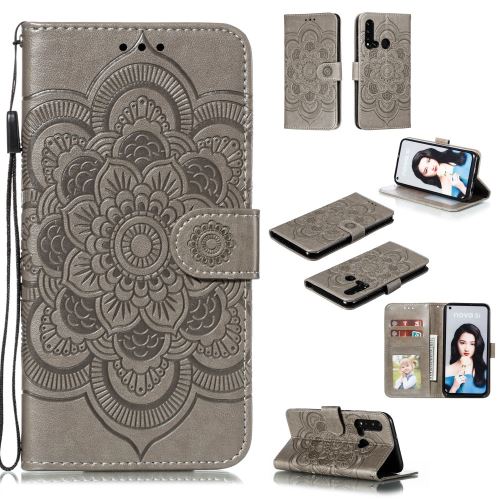 Etui en PU fleur de mandala gris pour votre Huawei P20 lite (2019)/Nova 5i