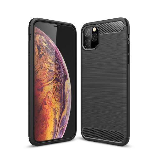 Coque brossée noire Apple iPhone 11 PRO MAX 6,5 pouces Carbon Fiber Antichoc - Accessoires Pochette Case Nouvel iPhone 11 PRO MAX 6.5 2019