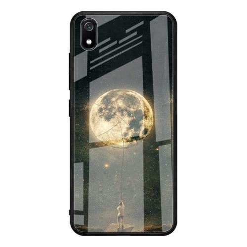 Coque en TPU verre à motif soft edge hybride garçon et lune pour votre Xiaomi Redmi 7A