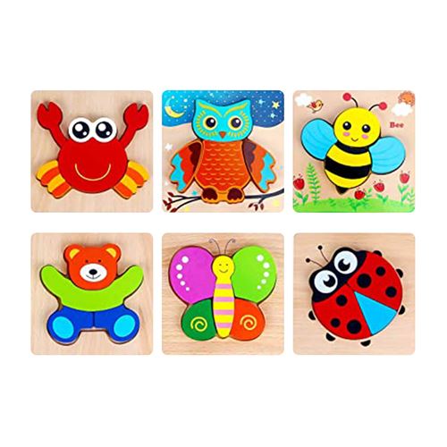  Puzzle en bois animaux pour enfants - Multicolore 