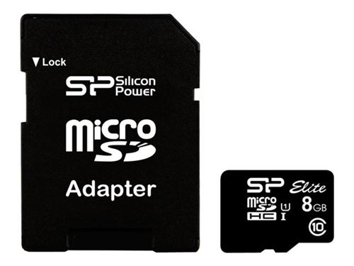 SILICON POWER Elite - Carte mémoire flash (adaptateur microSDHC - SD inclus(e)) - 8 Go - Class 10 - microSDHC UHS-I