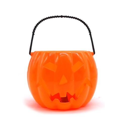 Seau citrouille Décoration Halloween Luminescente - Orange