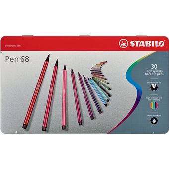 STABILO - Stylos feutres Pen 68, étui métallisé de 30 pièces